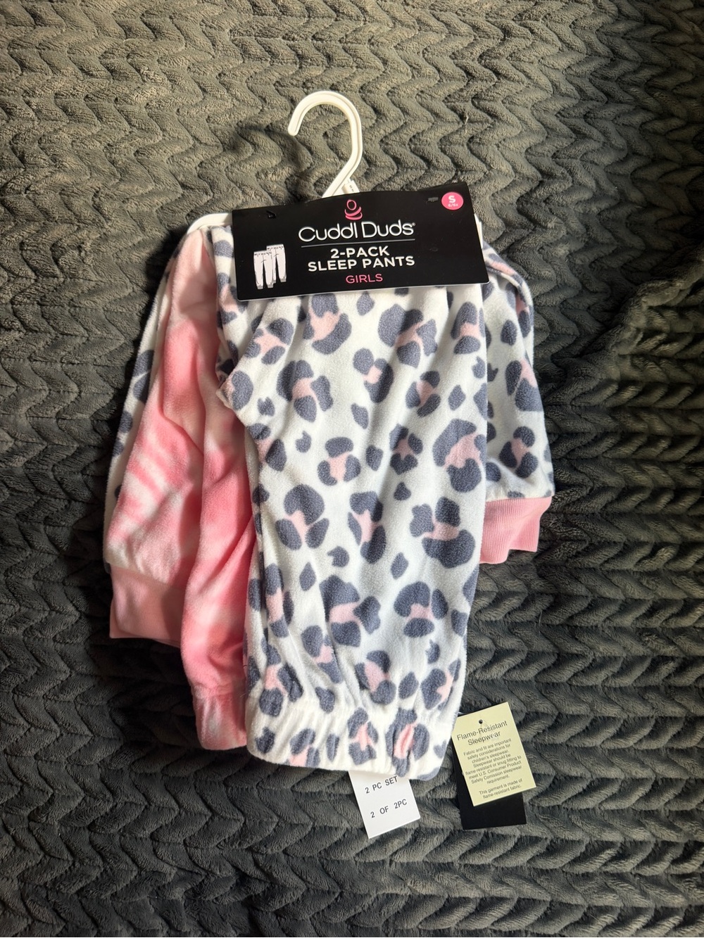 Cuddl Duds Girls 2-Pack Sleep Pants - Pink & Gray Leopard